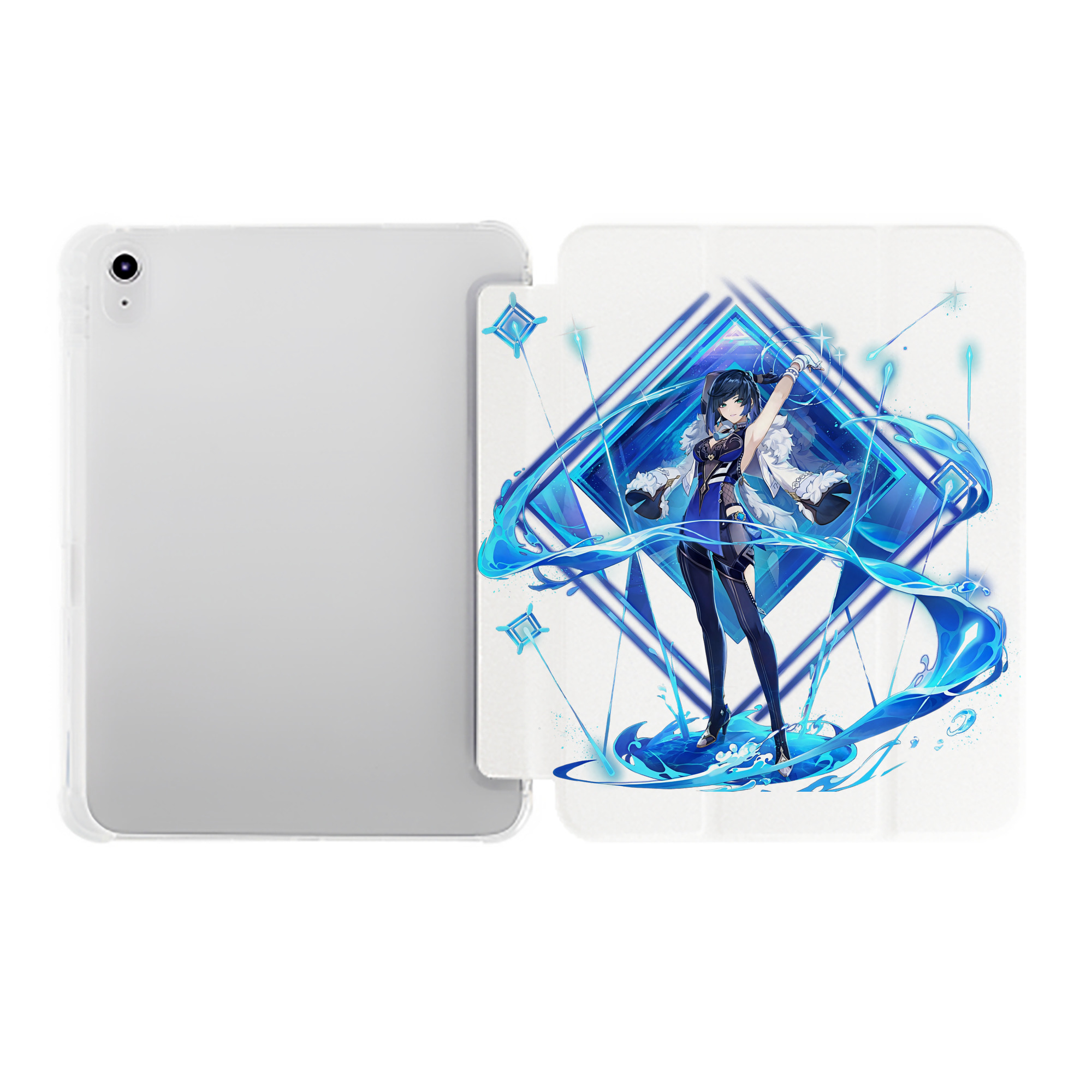 げんし神 夜兰 やらん genshin Yaran IPad ケース ペン収納付き 三つ折りスタンド PUレザー×シリコン 対応機種9.5/10.5/10.9インチ